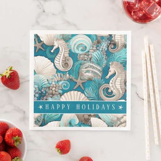 Weihnachten im küstennahen Seepferd Muster#4 ID100 Serviette (Beispiel)