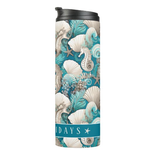 Weihnachten im küstennahen Seepferd Muster#4 ID100 Thermosbecher (Nach rechts gedreht)