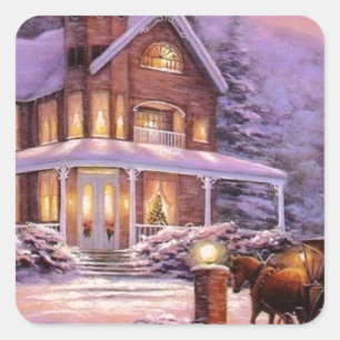 Weihnachten im Lande Quadratischer Aufkleber