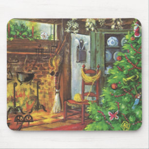 Weihnachten im Landhausstil, gemütliche Holzhütte  Mousepad