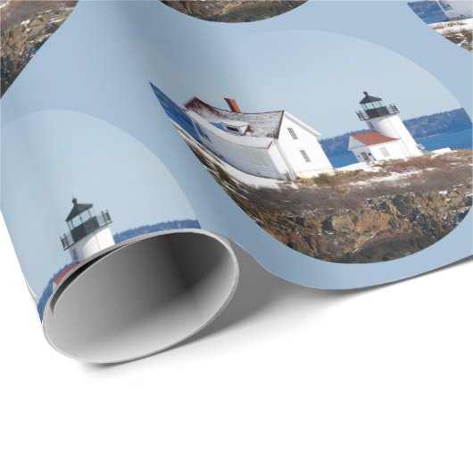 Weihnachten im Leuchtturm des Nautischen Ozeans Geschenkpapier (Rolleneckpunkt)