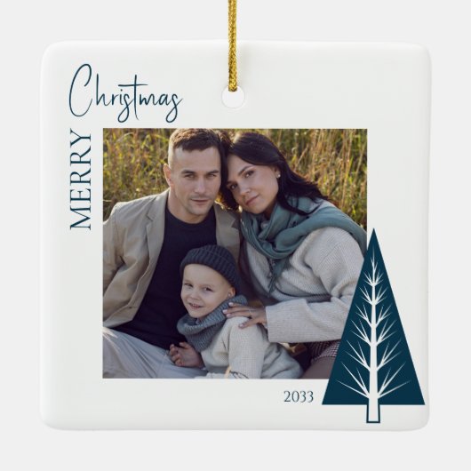 Weihnachten im minimalistischen Foto bleiben Keramikornament (Rückseite)