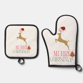 Weihnachten im modernen Urlaub  Ofenhandschuh & Topflappen-Set
