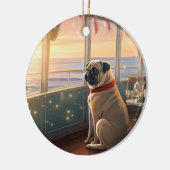 Weihnachten im Mops - Feierliche Hochzeit Keramik Ornament (Links)