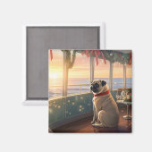 Weihnachten im Mops - Feierliche Hochzeit Magnet (Vorderseite/Rückseite)