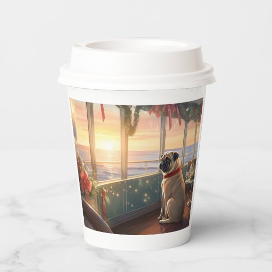 Weihnachten im Mops - Feierliche Hochzeit Pappbecher (Rückseite)