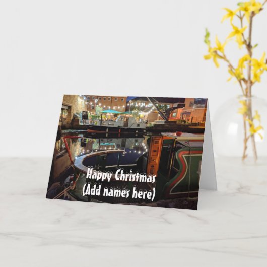 Weihnachten im Narrowboat Karte (Gelbe Blume)