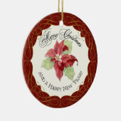Weihnachten im neuen Jahr gemeinsam mit Poinsettia Keramikornament (Rechts)