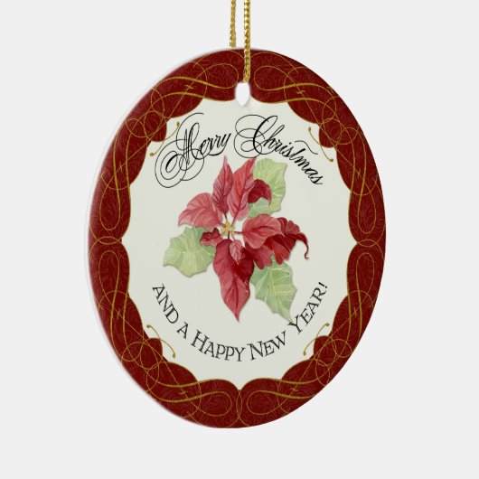 Weihnachten im neuen Jahr gemeinsam mit Poinsettia Keramikornament (Rechts)