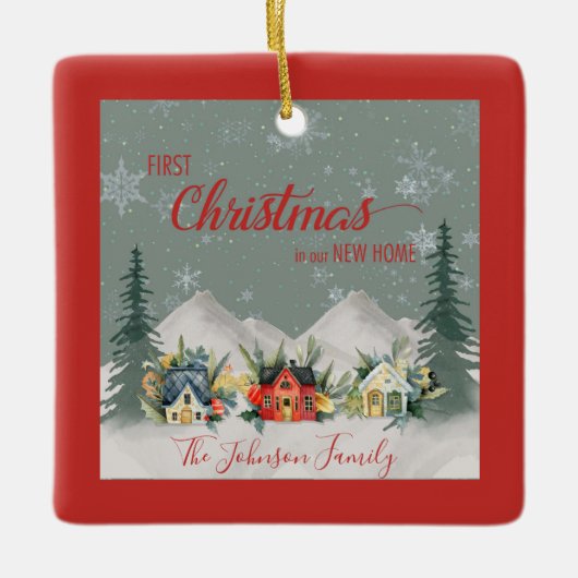 Weihnachten im New Zuhause Winter Village Keramikornament (Vorderseite)