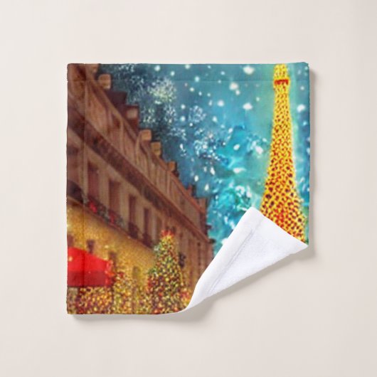 Weihnachten im Pariser Elfturm Badhandtuch Set (Waschlappen)