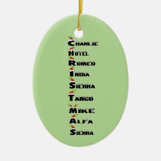 Weihnachten im phonetischen Alphabet Ornament (Vorne)
