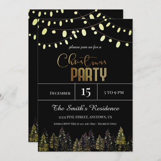 Weihnachten im Pinienwald Einladung (Vorne/Hinten)