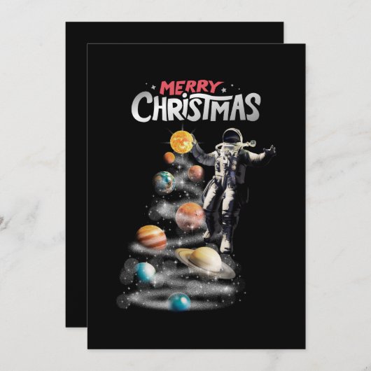 Weihnachten im Raumsonarsystem Astronaut Einladung (Vorne/Hinten)
