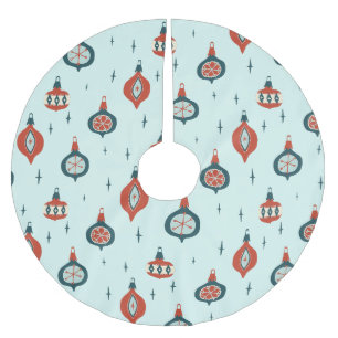 Weihnachten im Retro-Atomstil Polyester Weihnachtsbaumdecke