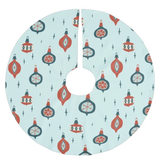 Weihnachten im Retro-Atomstil Polyester Weihnachtsbaumdecke (Vorderseite)