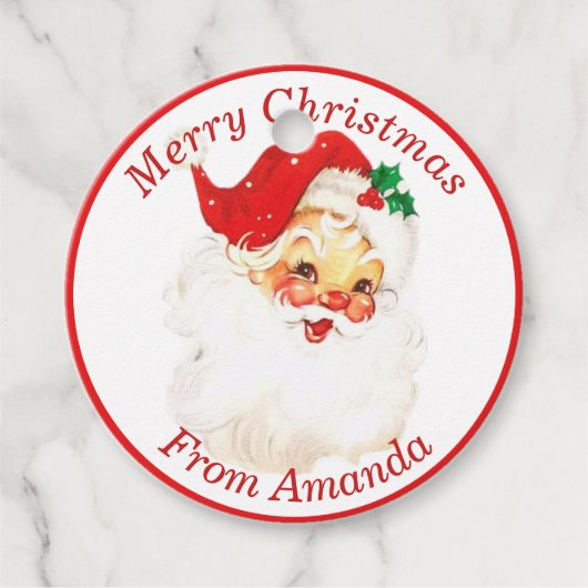 Weihnachten im Retro Santa Claus Custom 1950 Vinta Geschenkanhänger (Vorderseite)