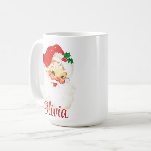 Weihnachten im Retro Santa Claus Custom 1950 Vinta Kaffeetasse (Vorderseite Links)