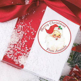 Weihnachten im Retro Santa Claus Custom 1950 Vinta Runder Aufkleber