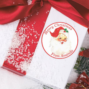 Weihnachten im Retro Santa Claus Custom 1950 Vinta Runder Aufkleber