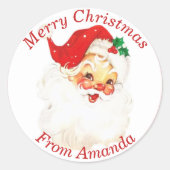 Weihnachten im Retro Santa Claus Custom 1950 Vinta Runder Aufkleber (Vorderseite)