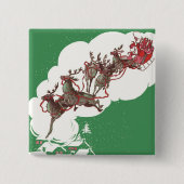 Weihnachten im Retro Santa Claus Sleigh Button (Vorderseite)