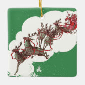 Weihnachten im Retro Santa Claus Sleigh Keramikornament (Vorderseite)