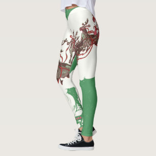 Weihnachten im Retro Santa Claus Sleigh Leggings