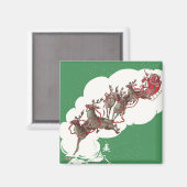 Weihnachten im Retro Santa Claus Sleigh Magnet (Vorderseite/Rückseite)