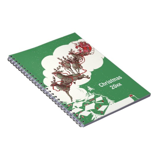 Weihnachten im Retro Santa Claus Sleigh Notizblock (Rechte Seite)