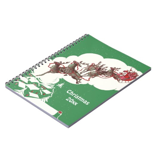 Weihnachten im Retro Santa Claus Sleigh Notizblock (Linke Seite)