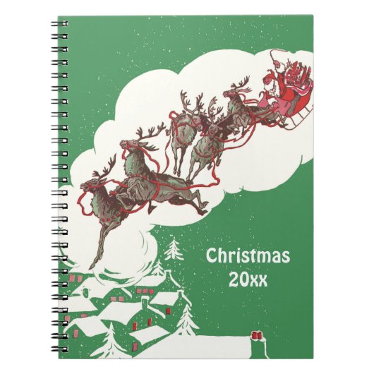 Weihnachten im Retro Santa Claus Sleigh Notizblock (Vorderseite)