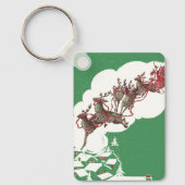 Weihnachten im Retro Santa Claus Sleigh Schlüsselanhänger (Vorderseite)