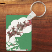 Weihnachten im Retro Santa Claus Sleigh Schlüsselanhänger (Rückseite)