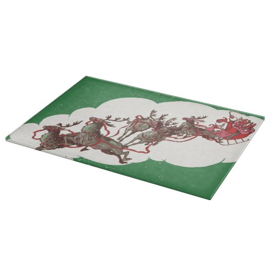 Weihnachten im Retro Santa Claus Sleigh Schneidebrett (Ecke)