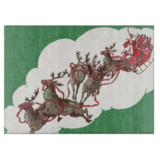 Weihnachten im Retro Santa Claus Sleigh Schneidebrett (Vorderseite)