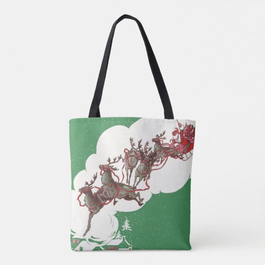 Weihnachten im Retro Santa Claus Sleigh Tasche (Rückseite)