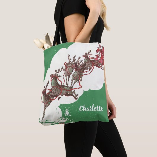 Weihnachten im Retro Santa Claus Sleigh Tasche (Von Nahem)