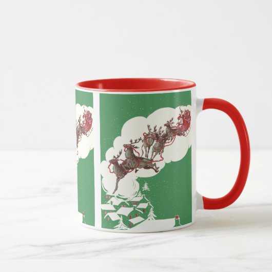 Weihnachten im Retro Santa Claus Sleigh Tasse (Rechts)