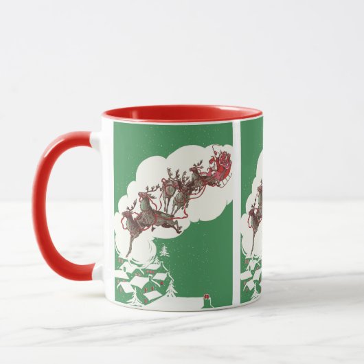 Weihnachten im Retro Santa Claus Sleigh Tasse (Links)