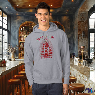 Weihnachten im Retro-Stil - Burgunder-Raster-Tanne Hoodie
