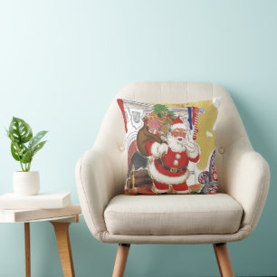 Weihnachten im Retro-Stil, fröhlicher Weihnachtsma Kissen