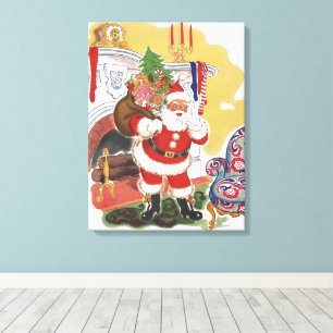 Weihnachten im Retro-Stil, fröhlicher Weihnachtsma Leinwanddruck