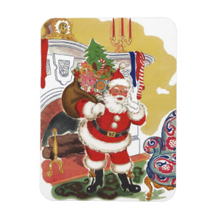 Weihnachten im Retro-Stil, fröhlicher Weihnachtsma Magnet