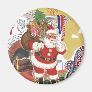 Weihnachten im Retro-Stil, fröhlicher Weihnachtsma Magnet