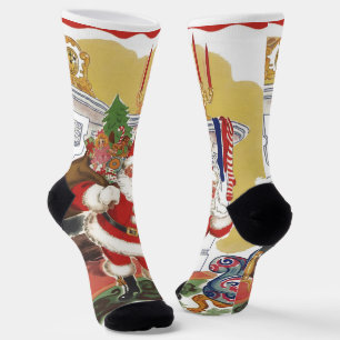 Weihnachten im Retro-Stil, fröhlicher Weihnachtsma Socken
