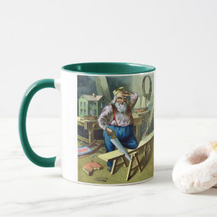 Weihnachten im Retro-Stil, Weihnachtsmann baut Spi Tasse