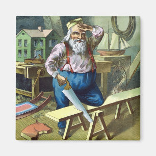 Weihnachten im Retrolook, Weihnachtsmann baut Spie Magnet