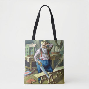 Weihnachten im Retrolook, Weihnachtsmann baut Spie Tasche