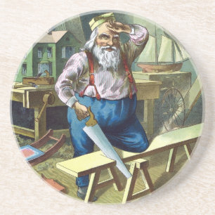 Weihnachten im Retrolook, Weihnachtsmann baut Spie Untersetzer